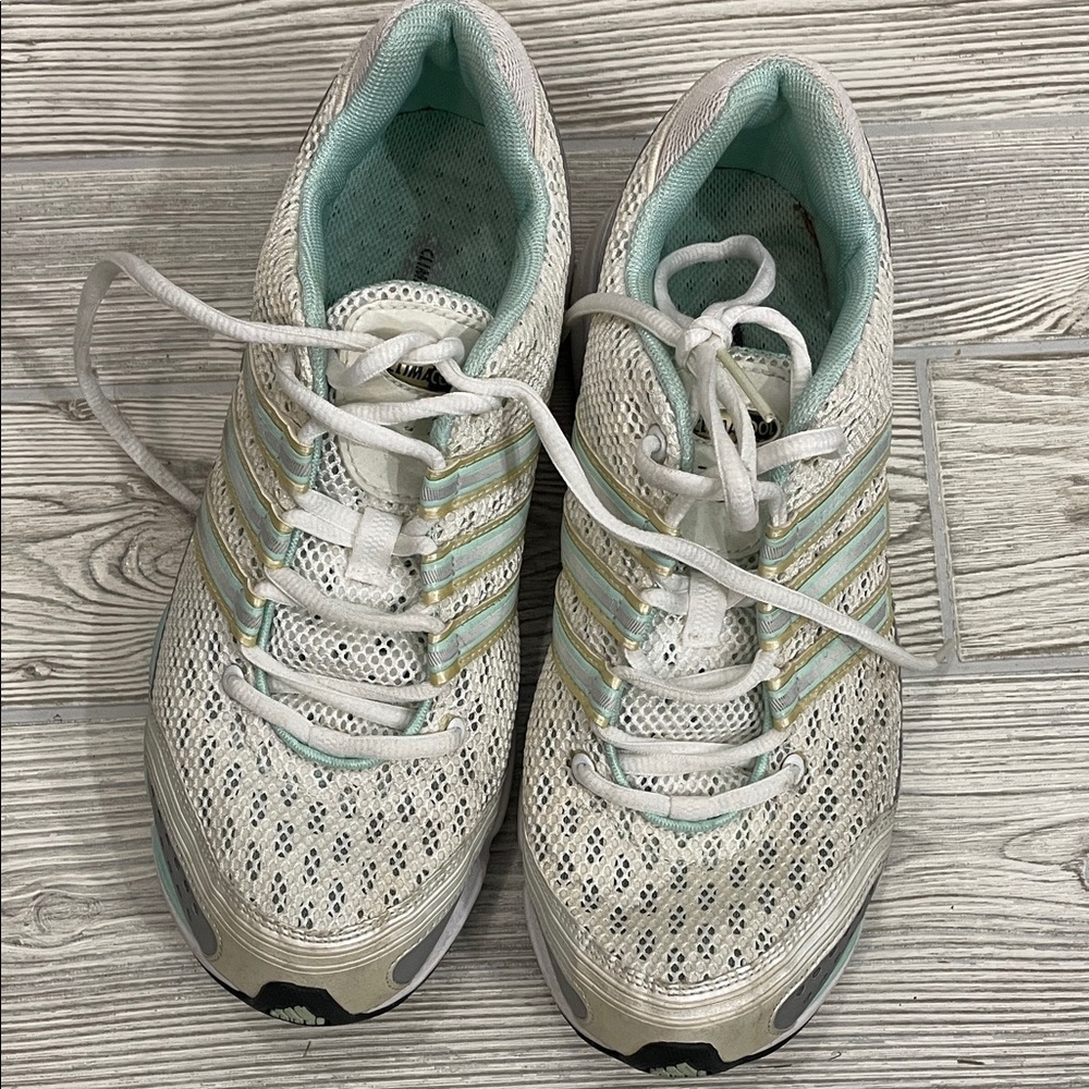 Adidas Women's White and Mint Sneakers